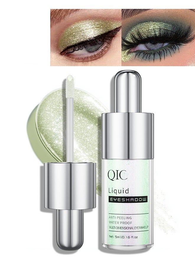 QIC Liquid  Eyeshadow, Metallic & Shimmer Finish, Long Lasting, Non-Creasing, Smudge-proof, Lightweight Formula Liquid Eyeshadow for All Skin Tones, Buildable Color (08 Mint Green) - Image 1